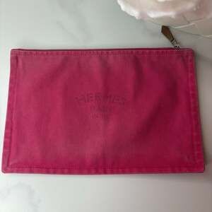 Hermes Yachting PM Canvas Pouch in Pink